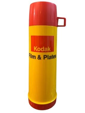 Vintage Kodak Film & Plates Promotional Yellow and Red Large Thermos Bottle